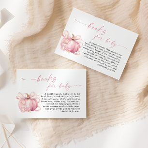 Pink Pumpkin Girl Baby Shower Book Request Enclosure Card