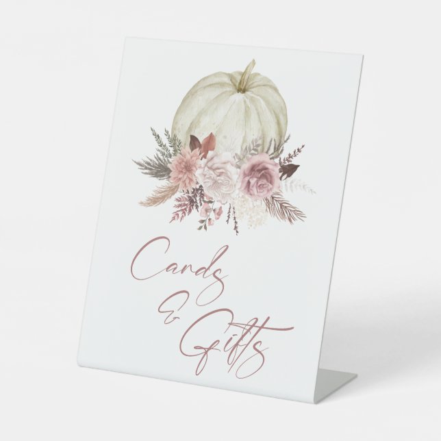 Pink Pumpkin Girl Baby Shower Cards & Gifts Sign (Front)