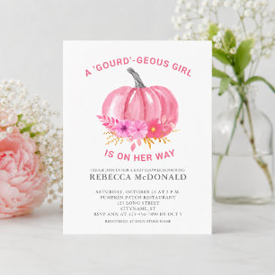 Pink Pumpkin Girl Baby Shower Invitation