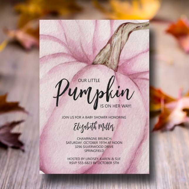 Pink Pumpkin Girl Baby Shower Invitation (Creator Uploaded)