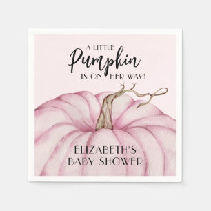 Pink Pumpkin Girl Baby Shower Napkin