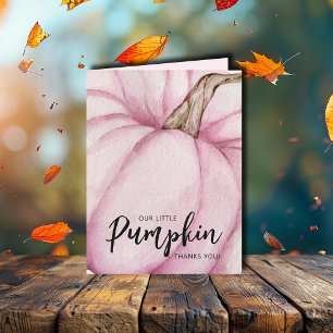 Pink Pumpkin Girl Baby Shower Thank You Card