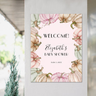 Pink Pumpkin Girl Baby Shower Welcome Poster