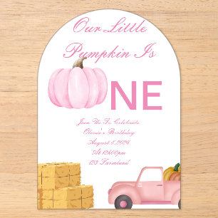 Pink Pumpkin girl birthday invitation