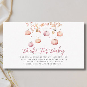 Pink Pumpkin Girl Books For Baby Shower Enclosure Card