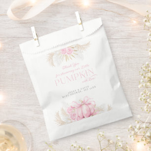 Pink Pumpkin Girl Floral Bow Baby Shower Favour Bags