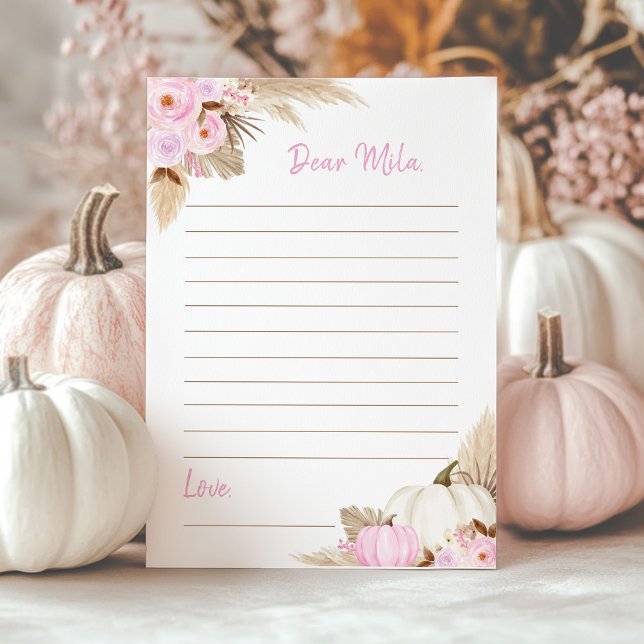 Pink Pumpkin Girl Time Capsule Note Message Card (Creator Uploaded)