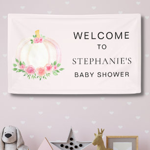 Pink Pumpkin Girls Fall Baby Shower Welcome Banner