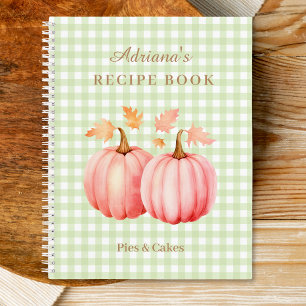Pink Pumpkin Green Gingham Bakery Recipe Notebook