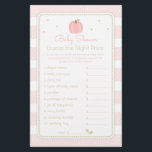 Pink Pumpkin Guess the Price Baby Shower Game Flyer<br><div class="desc">This design features cute pink pumpkin on a background of stripes and tiny dots. The collection of coordinating products is available in our shop, zazzle.com/doodlelulu*. Contact us if you need this design applied to a specific product to create your own unique matching item! Thank you so much for viewing a...</div>
