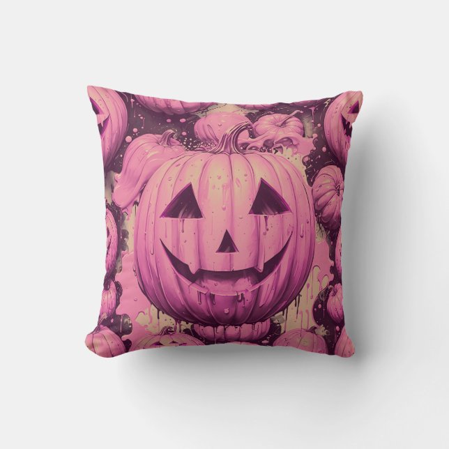 Pink Pumpkin Halloween  Cushion (Front)