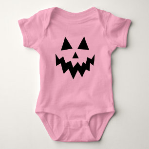 Pink Pumpkin Halloween Jack O Lantern Baby Bodysuit
