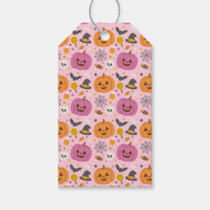 Pink Pumpkin Halloween Pattern Gift Tags
