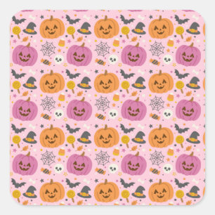 Pink Pumpkin Halloween Pattern Sticker