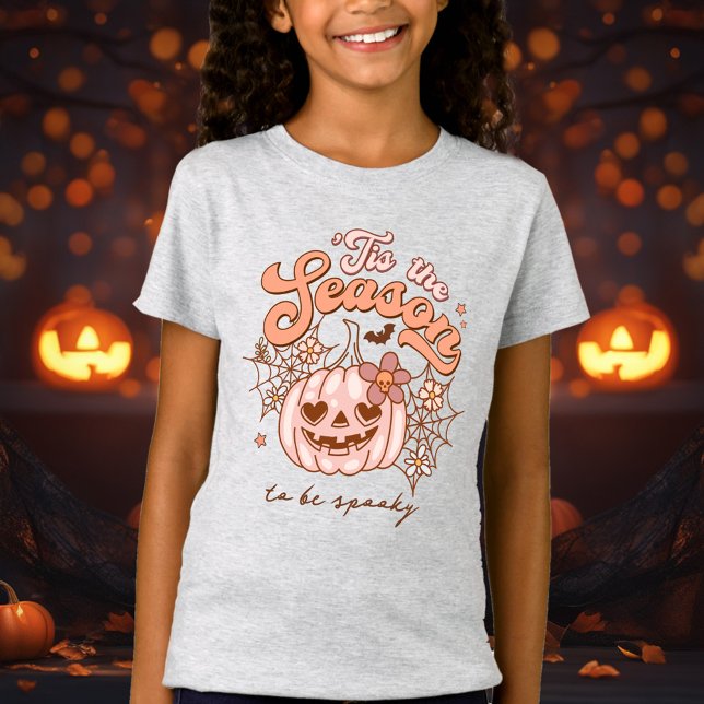 Pink Pumpkin Halloween Retro Hippie Name Girls' T-Shirt (Pink Pumpkin Halloween Retro Hippie Name Girls' T-Shirt)