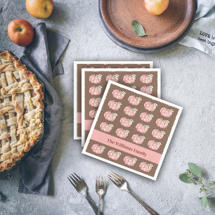Pink Pumpkin Harvest Thanksgiving Dinner Napkin