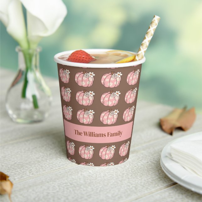 Pink Pumpkin Harvest Thanksgiving Dinner Paper cup (Insitu)