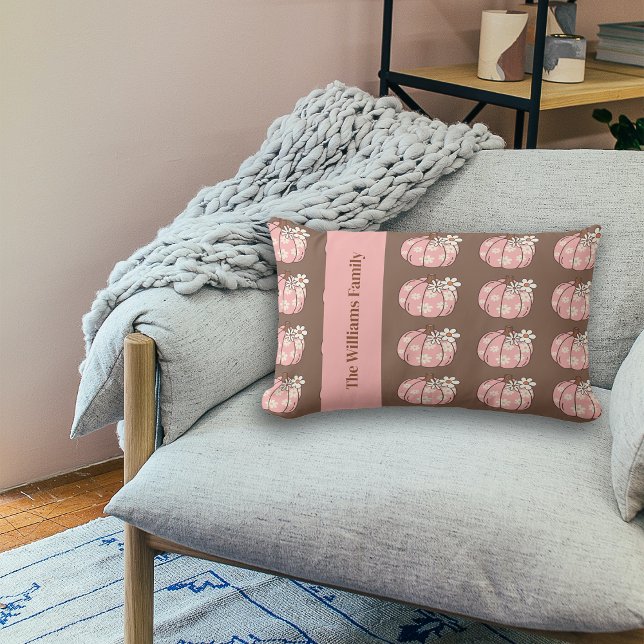 Pink Pumpkin Harvest Thanksgiving Gifts Lumbar Cushion (Creator Uploaded)