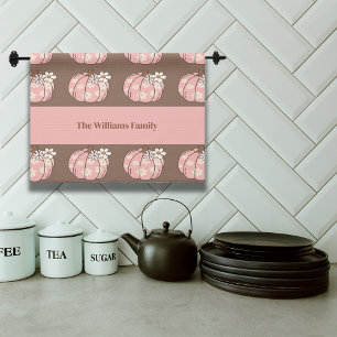 Pink Pumpkin Harvest Thanksgiving Gifts Tea Towel