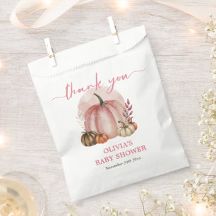 Pink Pumpkin On Her Way Fall Girl Baby Shower Favour Bags