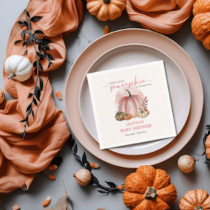 Pink Pumpkin On Her Way Girl Baby Shower Paper Napkin