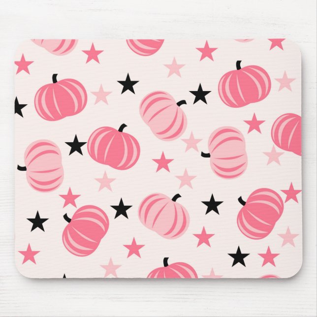 Pink Pumpkin Pattern With Stars Mouse Pad (Front)