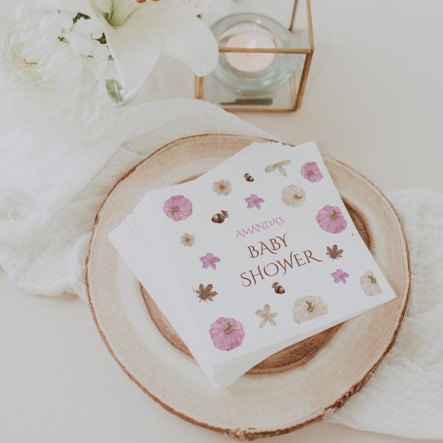 Pink Pumpkin Simple Baby Shower Napkin (Creator Uploaded)