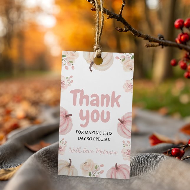Pink Pumpkin Thank You Gift Tag (Creator Uploaded)