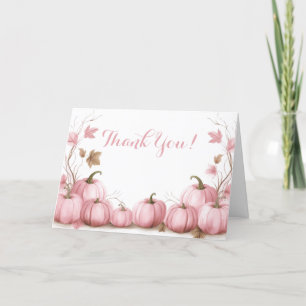 Pink Pumpkin Theme Baby Shower Thank You Card