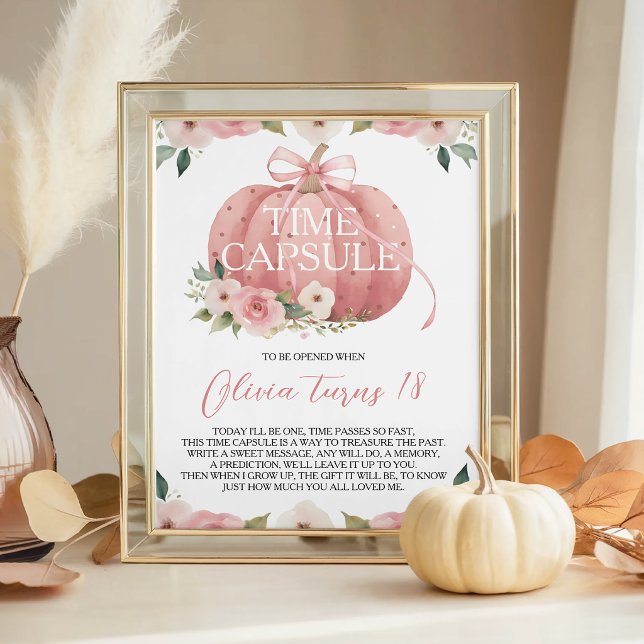 Pink Pumpkin Time Capsule Sign Floral (Creator Uploaded)