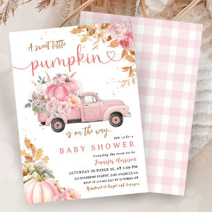 Pink Pumpkin Truck Baby Shower Girl Little Pimpkin Invitation