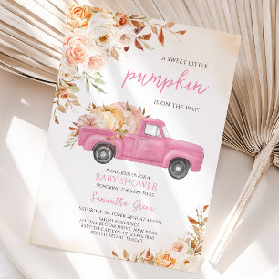 Pink Pumpkin Truck Baby Shower Invitation