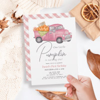 Pink Pumpkin Truck Gingham Girl 1st Birthday