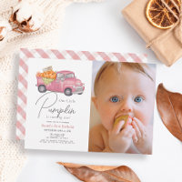 Pink Pumpkin Truck Gingham Girl Photo 1st Birthday
