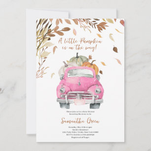 Pink Pumpkin Truck Girl Baby Shower Invitation