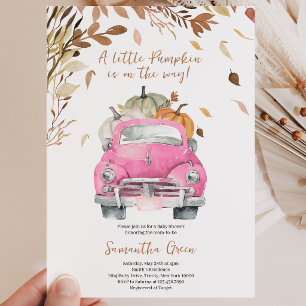 Pink Pumpkin Truck Girl Baby Shower Invitation
