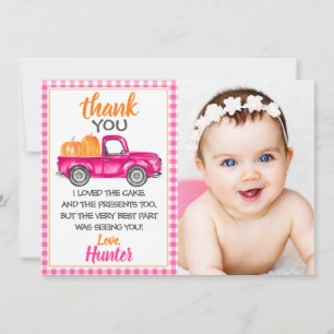 Pink Pumpkin Truck Thank You Card