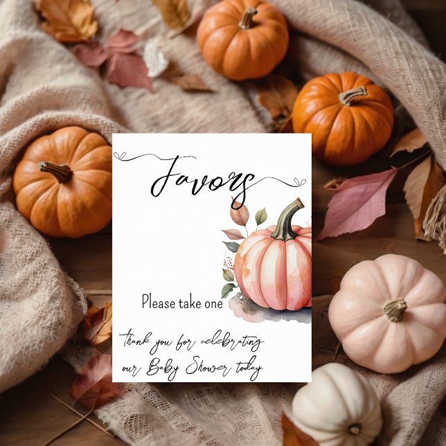 Pink Pumpkin Watercolor Baby Girl Shower  Favours Poster (Creator Uploaded)