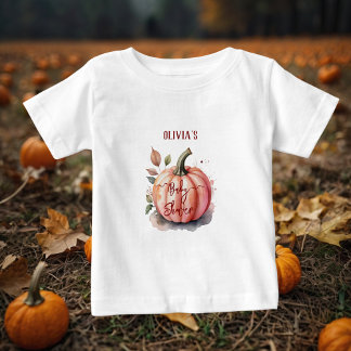 Pink Pumpkin Watercolor Boho Baby Girl Shower Baby T-Shirt