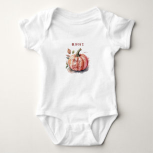 Pink Pumpkin Watercolor Boho Baby Girl Shower Bodysuit