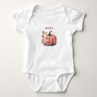 Pink Pumpkin Watercolor Boho Baby Girl Shower Bodysuit