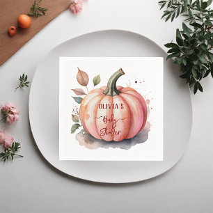 Pink Pumpkin Watercolor Boho Baby Girl Shower Napkin