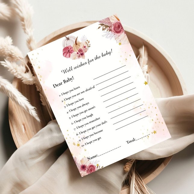 Pink Pumpkin  wishes for the baby shower game Card (Creator Uploaded)