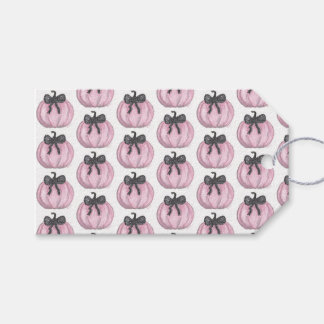 Pink Pumpkin with black bow Gift Tags
