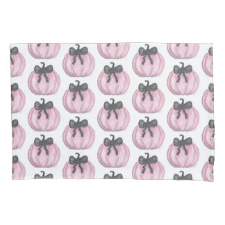 Pink Pumpkin with black bow Pillowcase