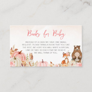 Pink Pumpkin Woodland Baby Shower Books for Baby Enclosure Card