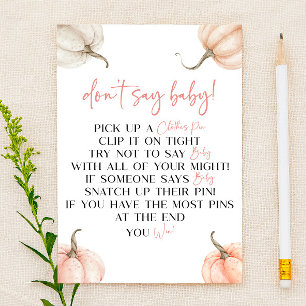 Pink Pumpkins Fall Don't Say Baby Shower Game