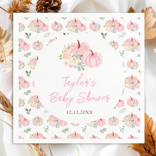 Pink Pumpkins Floral Baby Shower Napkin