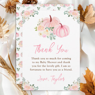 Pink Pumpkins Floral Baby Shower Thank You Card