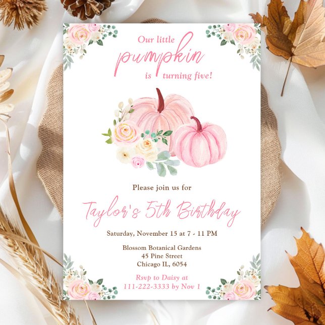 Pink Pumpkins Floral Birthday Party Invitation (Creator Uploaded)